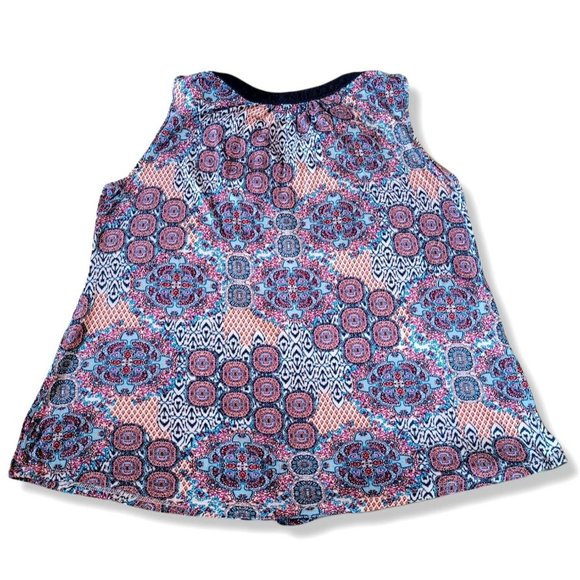 RXB Sleeveless Boho Print Rayon Pullover Tunic Top w/ Tassels Sz M - Picture 3 of 7